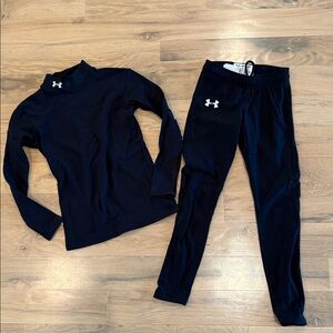 Under Armour Black Cold Gear Long-Sleeve Top and Pants